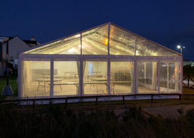 Marquee for hire with interior lighting