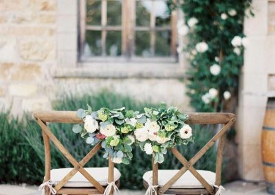 pair of rustic farmhouse crossback chairs for hire